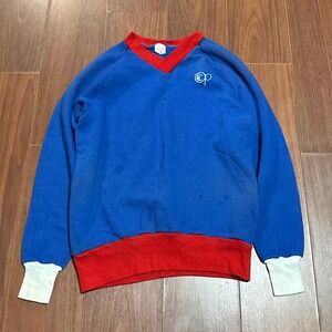 Vintage‎ 70s Ocean Pacific Blue V Neck Sweatshirt Size Men's Medium